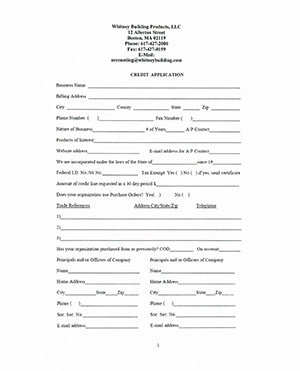 Whitney Application for Credit